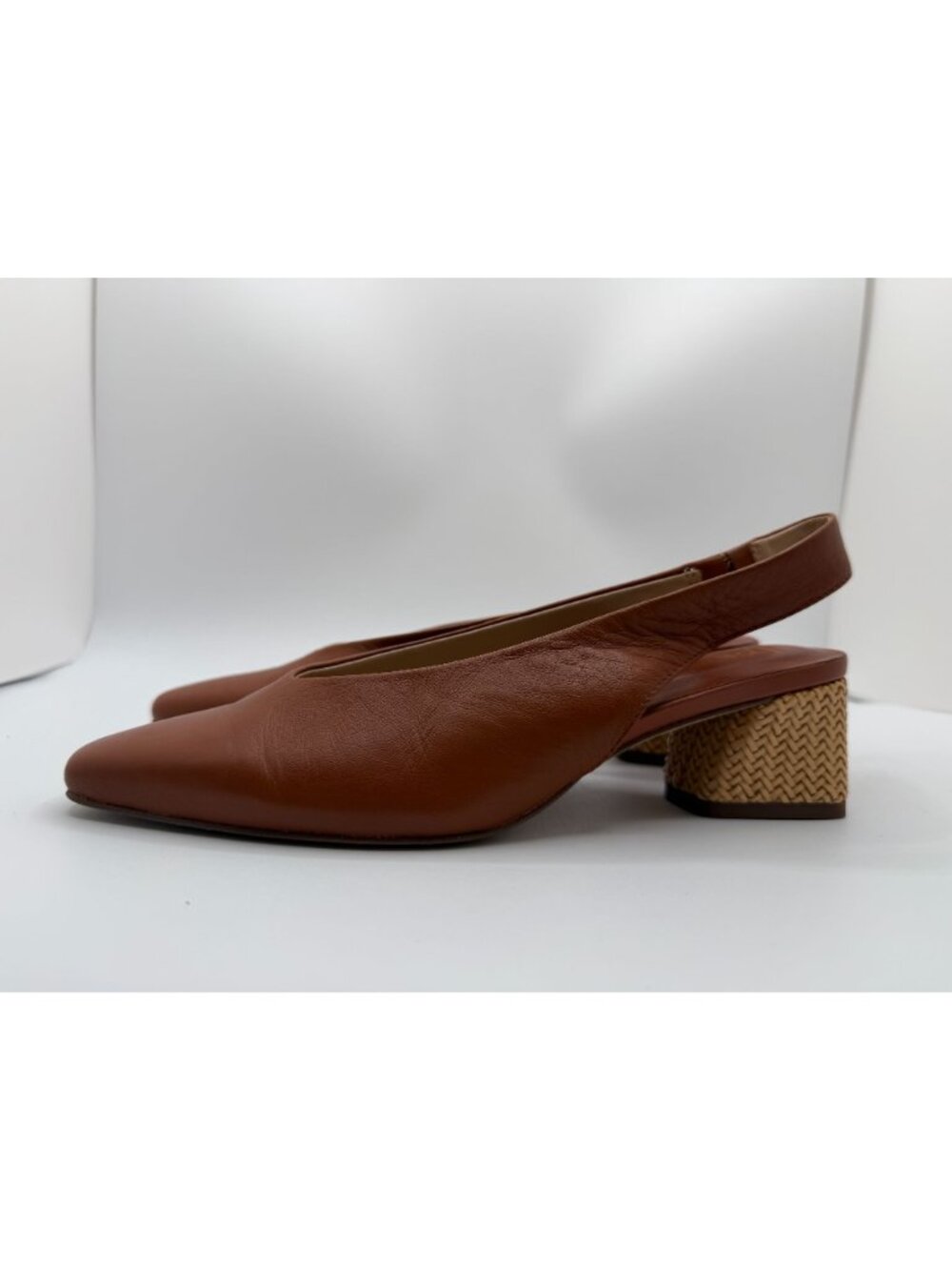 Franco Sarto Jonia Low Heel Brown Leather Slingback Pump Women Size 6.5M Career - Picture 8 of 16